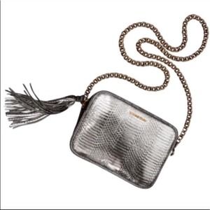 Victoria's Secret Silver Metallic Crossbody Bag Chain Fringe Tassel New